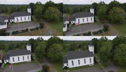 有国旗飘扬的小教堂高清在线视频素材下载