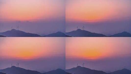 8K山峰山顶朝霞风力发电日出东方能源延时高清在线视频素材下载