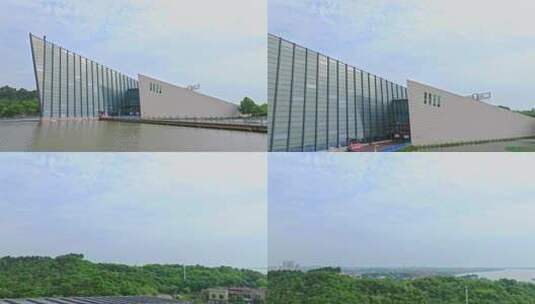 武汉中山舰博物馆前推上升镜头高清在线视频素材下载