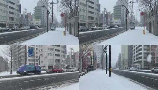 日本下雪的街道高清在线视频素材下载
