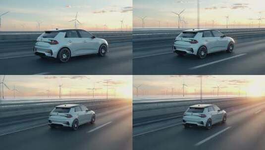 新能源车行驶在高速公路上高清在线视频素材下载