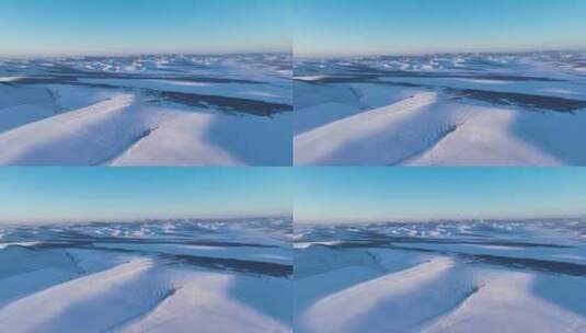 航拍严冬中的辽阔雪原高清在线视频素材下载