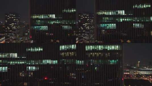 郑州夜景 城市办公楼 繁华夜景航拍高清在线视频素材下载