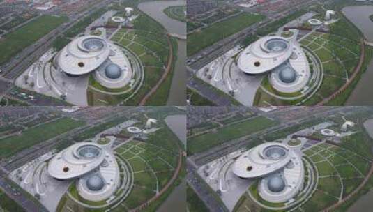 航拍·上海天文馆·环绕延时高清在线视频素材下载