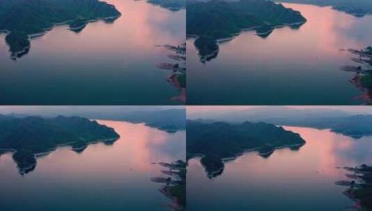 河北易县易水湖晚霞航拍视频高清在线视频素材下载