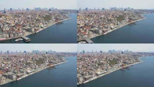 城市海岸鸟瞰图高清在线视频素材下载
