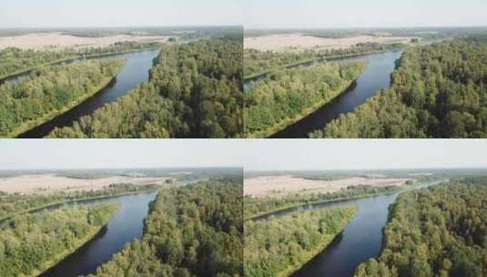航拍下的山川河流高清在线视频素材下载