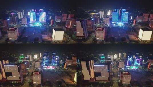 郑州龙子湖金融中心夜景航拍高清在线视频素材下载