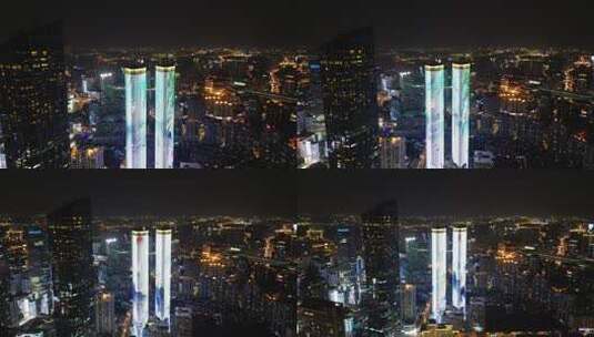 航拍江苏无锡三阳广场城市夜景高清在线视频素材下载