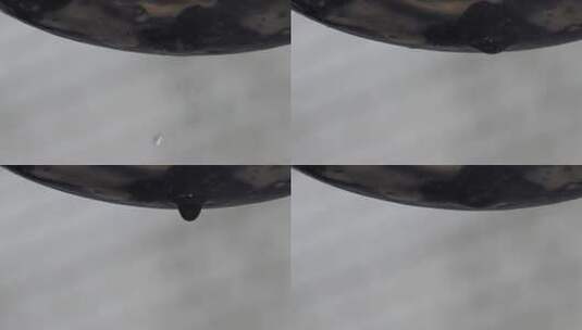水滴落下 杆子上的雨水一滴一滴落下来高清在线视频素材下载