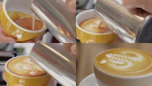 咖啡拉花 制作咖啡高清在线视频素材下载