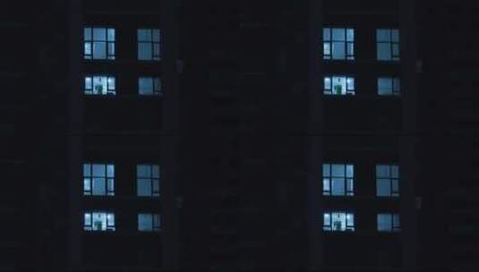 夜晚小区居民楼住宅楼灯光高清在线视频素材下载