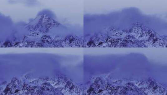 积雪转化为云层笼罩的山峰。高清在线视频素材下载