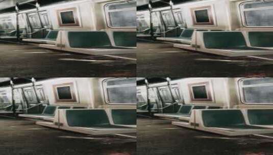 地铁地下空座位的空地铁车厢高清在线视频素材下载