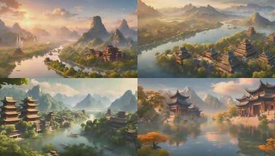 中国古风山水高清在线视频素材下载