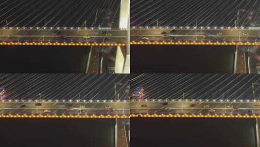 上海 南浦大桥车流 夜景航拍高清在线视频素材下载
