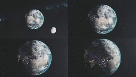 自旋地球月球轨道银河卫星视图高清在线视频素材下载