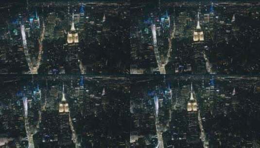 在神奇的夏夜在纽约市的街道上飞行背景美国高清在线视频素材下载