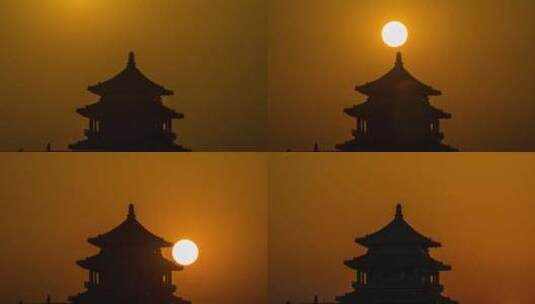中国古建筑 悬日高清在线视频素材下载