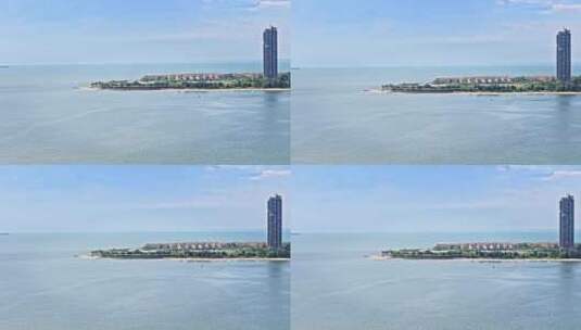 海南海口美兰区海甸岛城市风光航拍高清在线视频素材下载