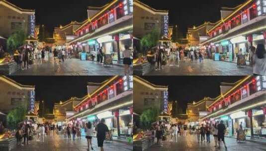 湖南省岳阳市楼汴河街夜景高清在线视频素材下载