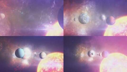 八颗行星和大太阳的太阳系高清在线视频素材下载