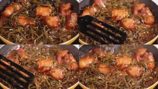 泡发海带海带炖猪蹄红烧猪蹄美食高清在线视频素材下载