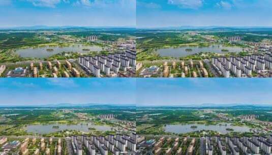 中国吉林省梅河口海龙湖公园航拍全景高清在线视频素材下载