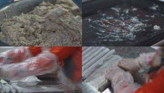 工厂制作鱼卷 崇武鱼卷高清在线视频素材下载