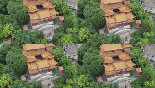 航拍衡阳回雁峰景区雁峰烟雨雁峰寺高清在线视频素材下载