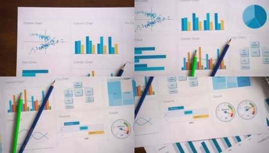 打印在纸上的不同类型的图表高清在线视频素材下载