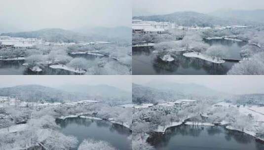 杭州西湖雪景大雪纷飞的浙江高清在线视频素材下载