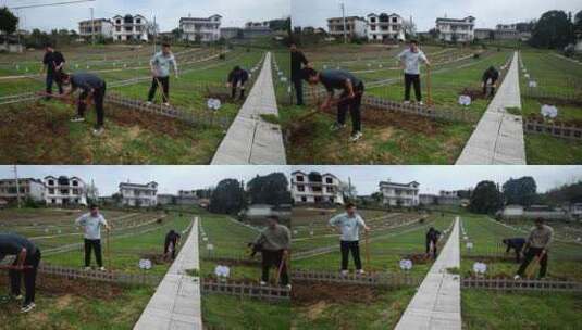 劳动空镜刨土锄地农场工人耕作劳作翻土高清在线视频素材下载