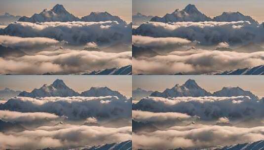 雪山云雾阳光山峰云海日出自然生态环境风景高清在线视频素材下载