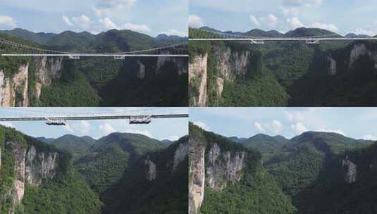 张家界大峡谷玻璃桥、峡谷电梯、峡谷风貌高清在线视频素材下载