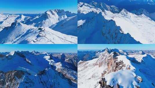 四川达古冰川航拍合集川西雪山风景高清在线视频素材下载