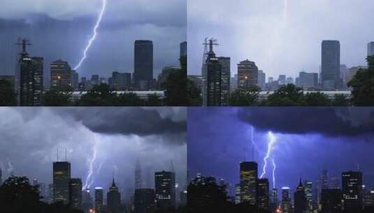 闪电 狂风暴雨电闪雷鸣城市乌云闪电合集高清在线视频素材下载