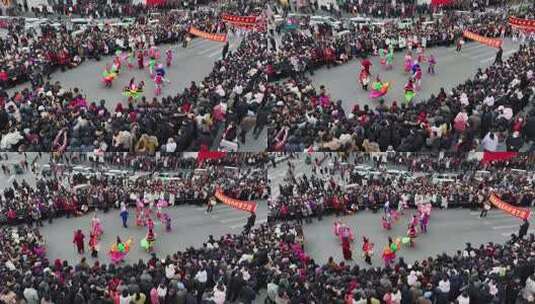 正月十五元宵节文艺表演航拍闹元宵航拍高清在线视频素材下载