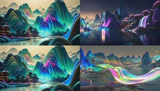 4k中国风国潮水墨山水合集高清在线视频素材下载