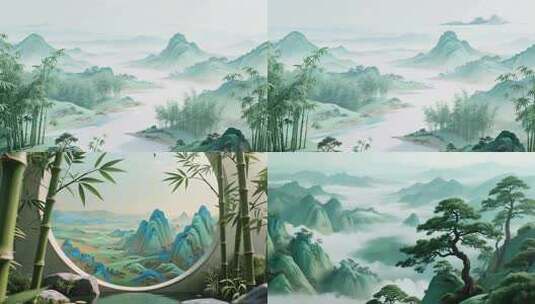 中式山水竹林风景素材高清在线视频素材下载