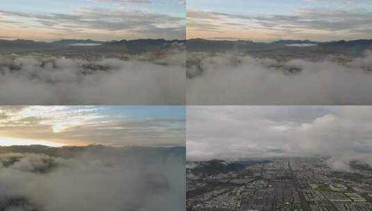 6K -丽江日出平流云，丽江清晨航拍高清在线视频素材下载