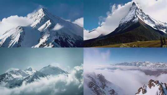 雪山自然风光全景 雪山高原云层云雾高清在线视频素材下载