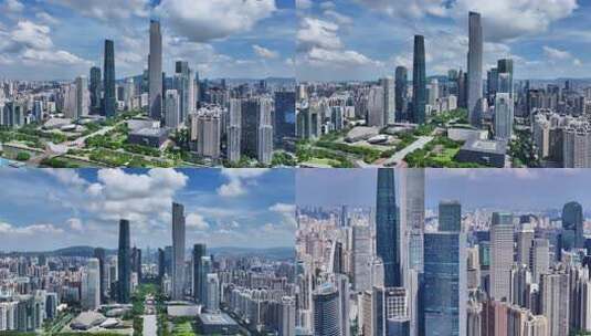 广州珠江新城中轴线航拍素材合集高清在线视频素材下载