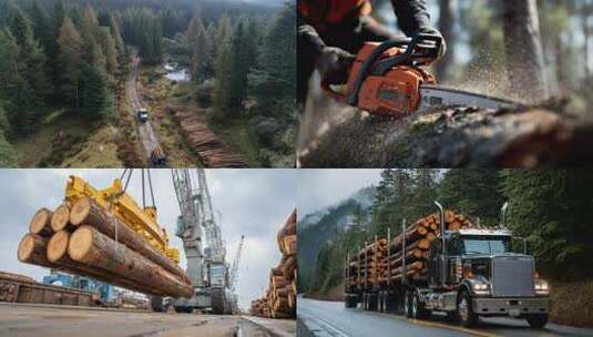 森林伐木木材原木高清在线视频素材下载