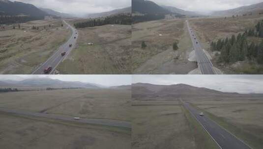 【4K】恰西草原十里画廊旷野公路自驾航拍高清在线视频素材下载