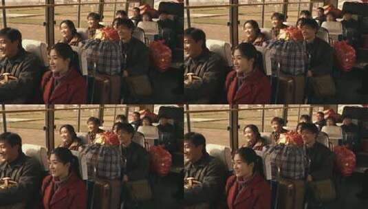 乘客乘坐大巴返乡场景高清在线视频素材下载