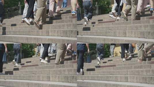 人群脚步 在台阶上的走路高清在线视频素材下载