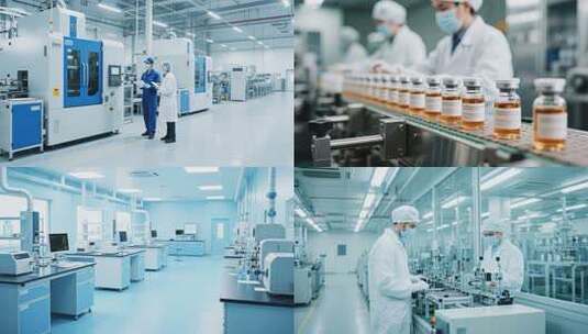 药厂工人操作药品生产流水线高清在线视频素材下载