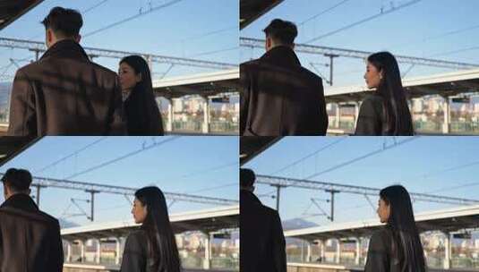 站台上的离别背影高清在线视频素材下载