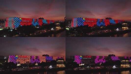 中国广东省广州市番禺区渔人码头高清在线视频素材下载